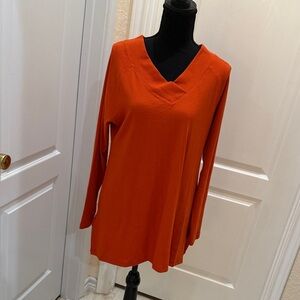 Soft Surroundings Vibrant Orange V-Neck Tunic